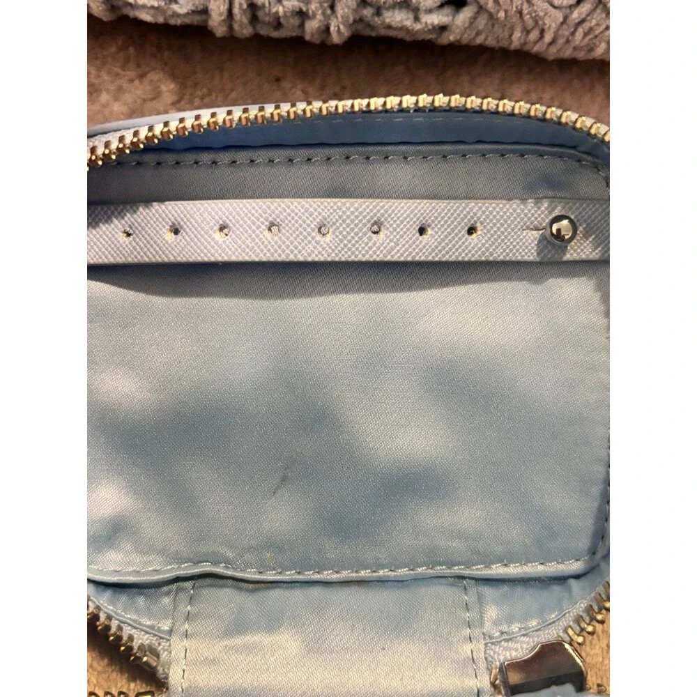 Talbots Blue Saffiano Leather Travel Jewelry Case Makeup Organizer Box Mini